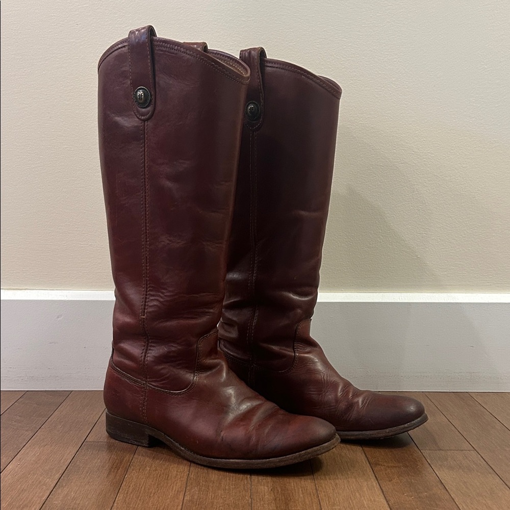 Frye Melissa Button Brown Leather Boots